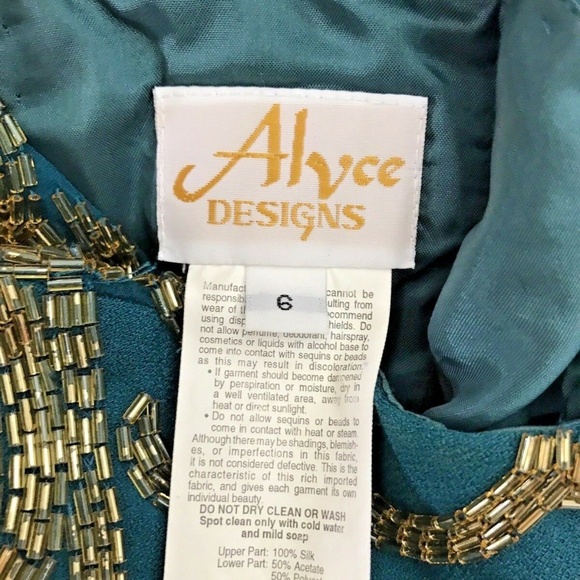 Alyce Paris Designs Sz6 Emerald Green Beaded Gown - Picture 8 of 8
